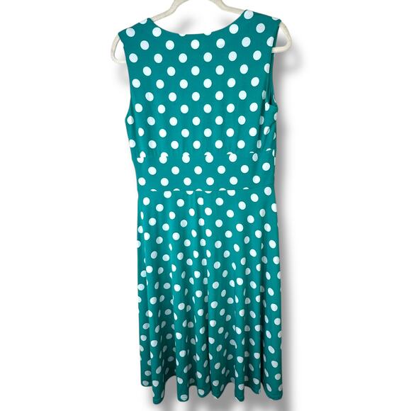 Ronni Nicole Y2K 90's Polka Dot V-Neck Pull-On Ruched Sleeveless Midi Dress - Picture 5 of 6
